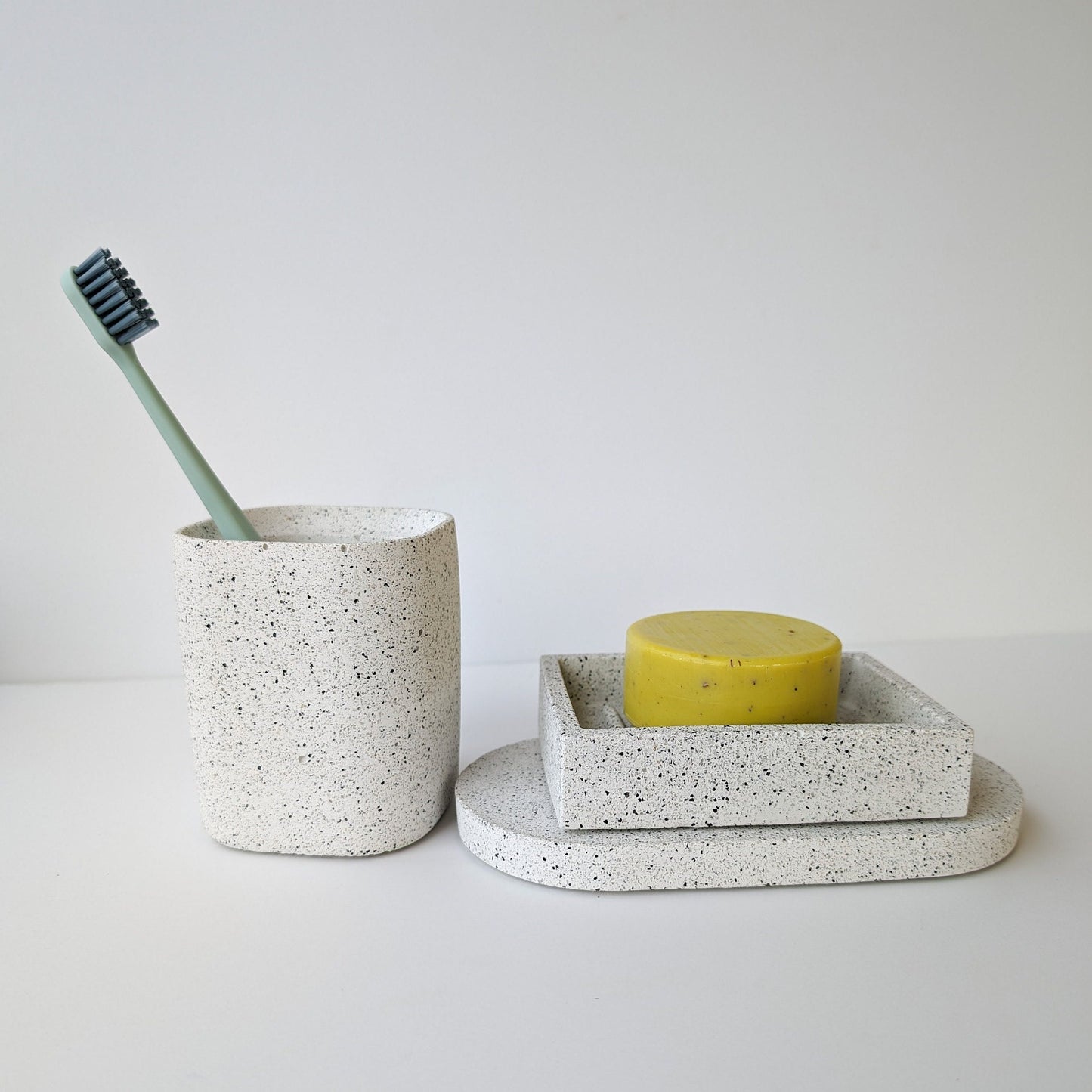 Concrete Toothbrush Holder, Modern Stone Toothbrush Container, Bathroom Sink Dish