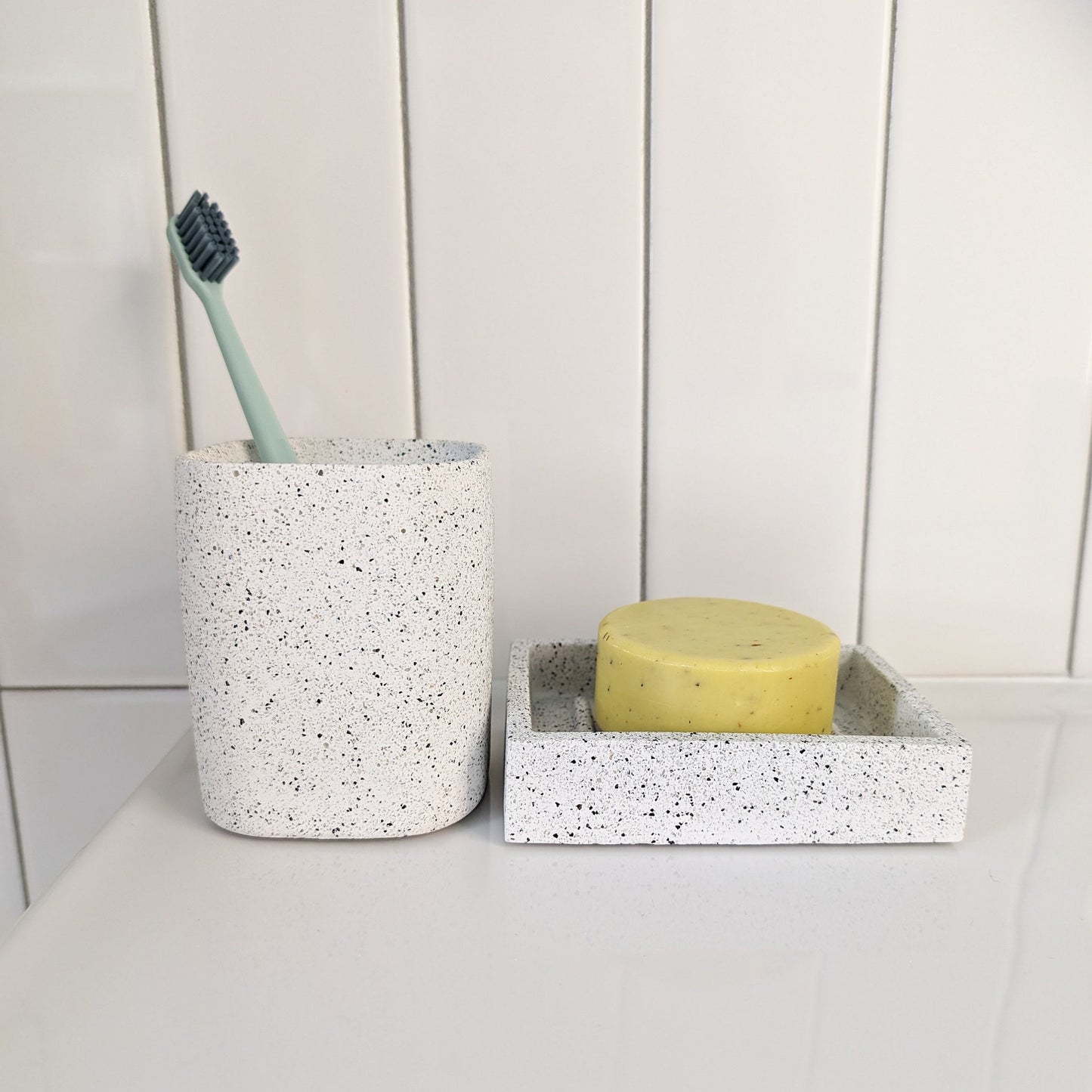 Concrete Toothbrush Holder, Modern Stone Toothbrush Container, Bathroom Sink Dish