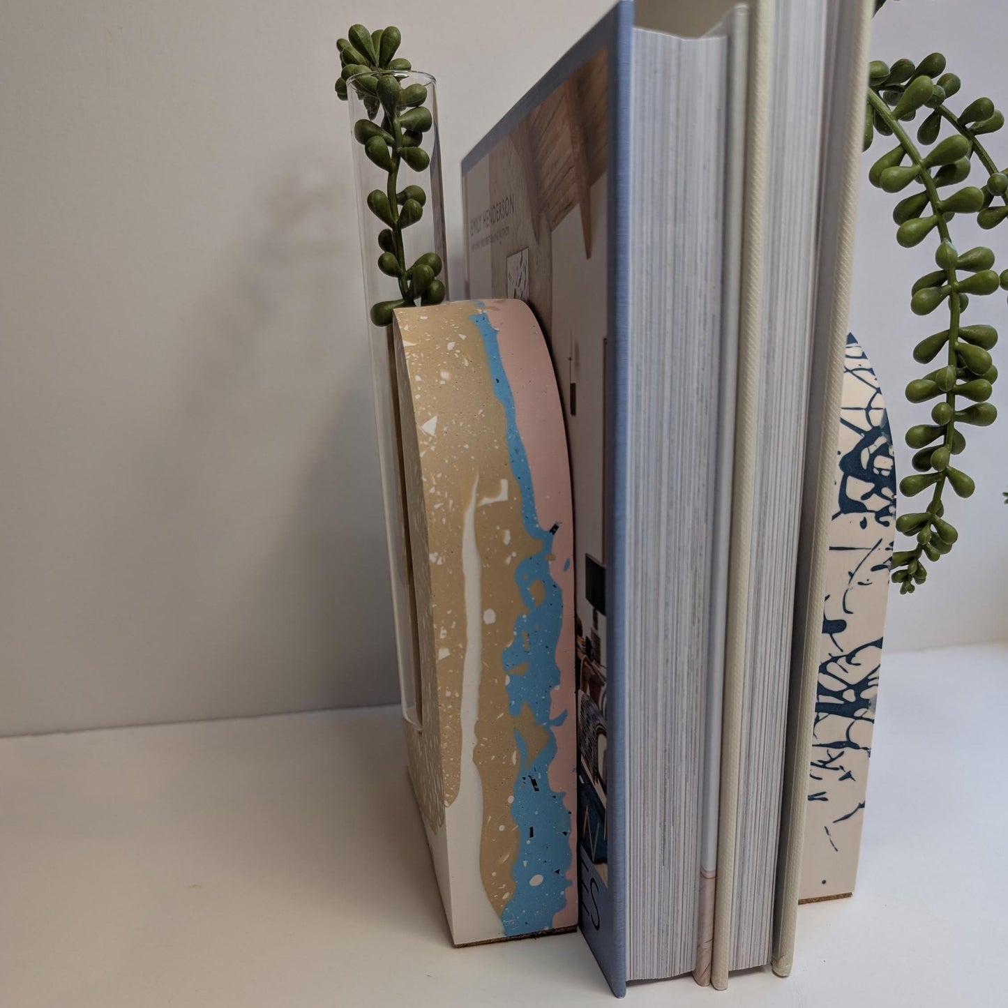 Neutral Terrazzo Plant Propagation Bookend, Modern Planter Bookend, Indoor Plant Decor, Unique Gift for Plant Lovers