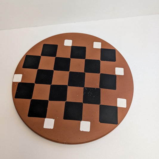 Checkerboard Decorative Tray, Maximalist Checkered Centerpiece, Terracotta Decorative Candle Tray