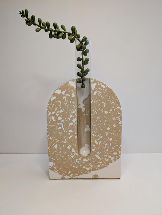 Neutral Terrazzo Plant Propagation Bookend, Modern Planter Bookend, Indoor Plant Decor, Unique Gift for Plant Lovers