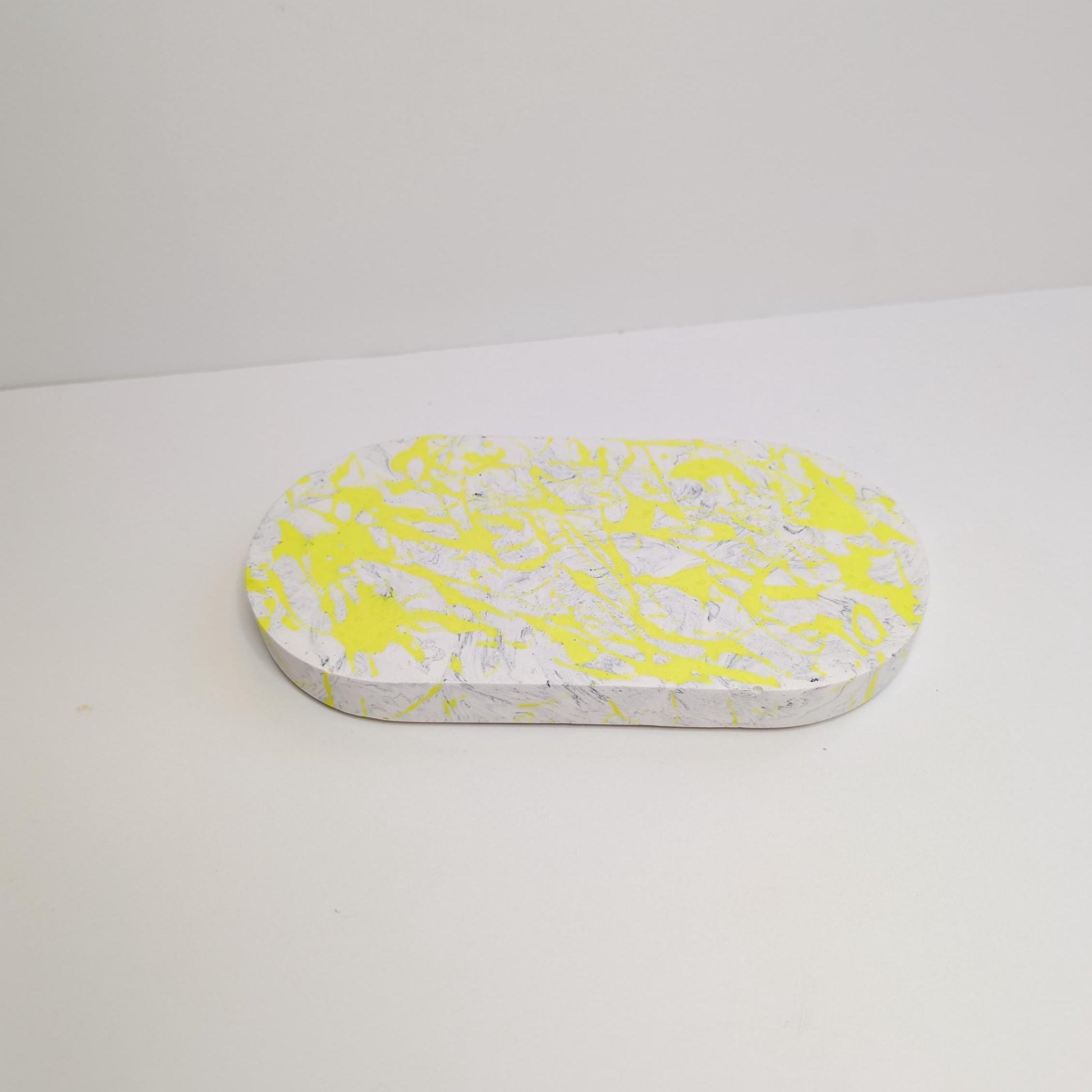 Pop of Neon Marbled Small Tray, Marbled Makeup Tray, Maximalist Oval Tray