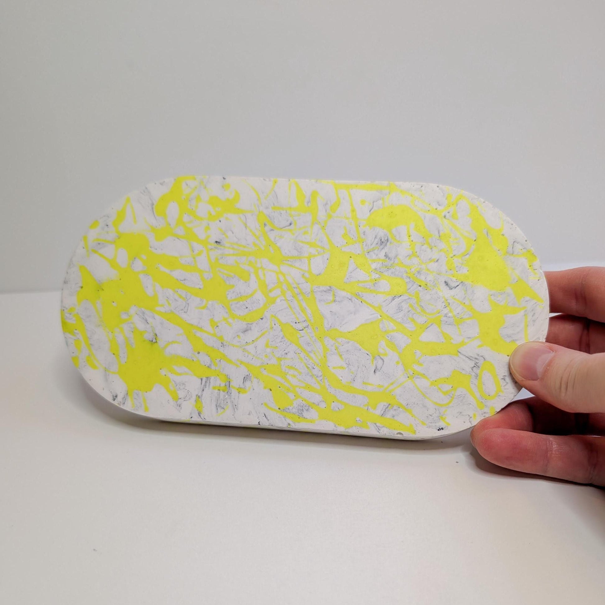 Pop of Neon Marbled Small Tray, Marbled Makeup Tray, Maximalist Oval Tray